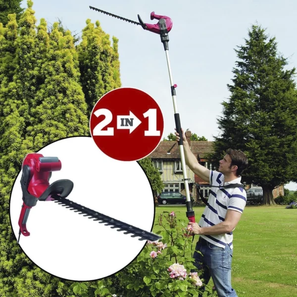 2-in-1 Telescopic Long-Reach & Short-Reach Hedge Trimmer