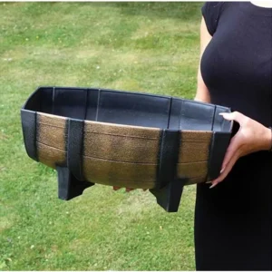 Oak Barrel Effect Plastic Trough Planter - Small