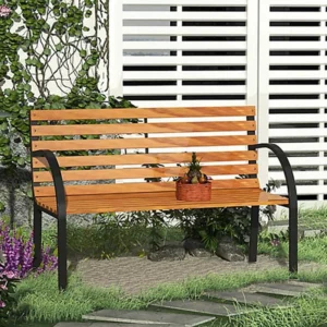 3-Seater Garden Bench (Wood/Steel) with cover