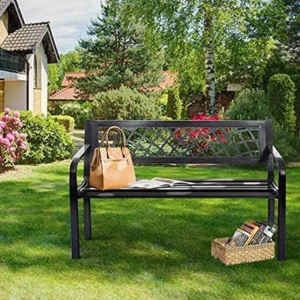 3 Seater Black Garden Bench with Cover